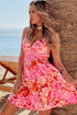 Floral Spaghetti Strap Surplice Neck Shirred Waist Mini Dress